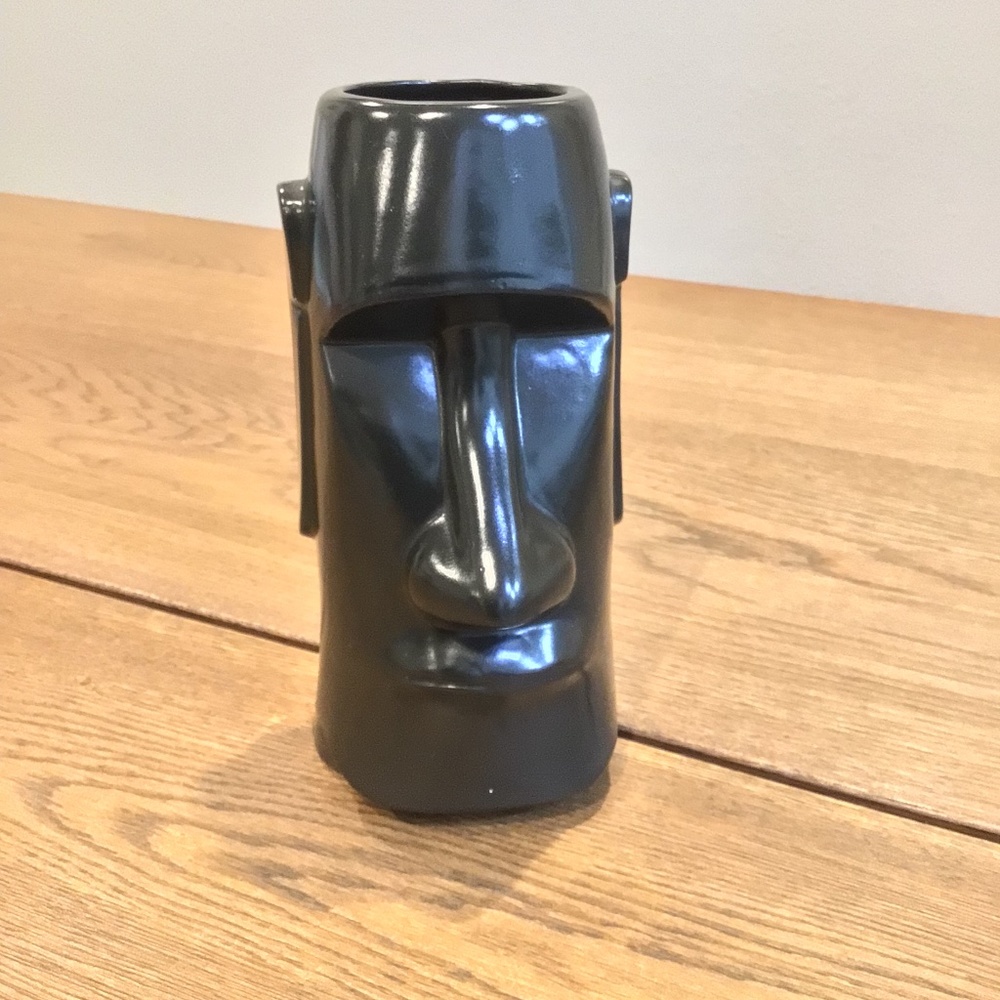 Vintage Maoi Easter Island Head Tiki Mug Black Satin Otagiri OMC Japan